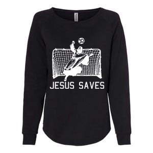 Jesus Saves Soccer Christmas Funny Football Goalie Christian Womens California Wash Sweatshirt