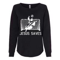 Jesus Saves Soccer Christmas Funny Football Goalie Christian Womens California Wash Sweatshirt