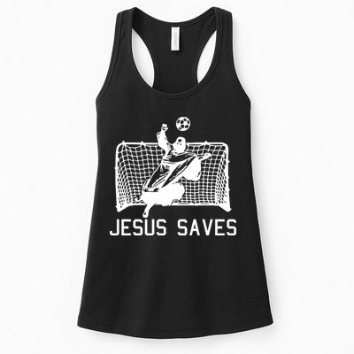 Jesus Saves Soccer Christmas Funny Football Goalie Christian Womens Tank Top