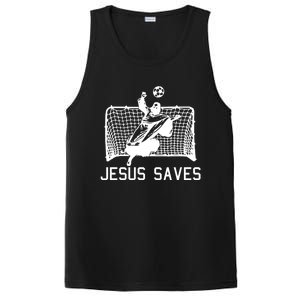 Jesus Saves Soccer Christmas Funny Football Goalie Christian PosiCharge Competitor Tank