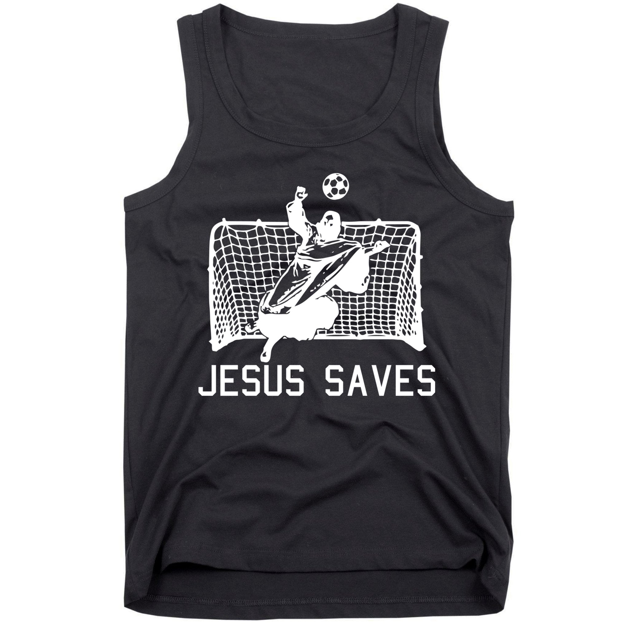 Jesus Saves Soccer Christmas Funny Football Goalie Christian Tank Top