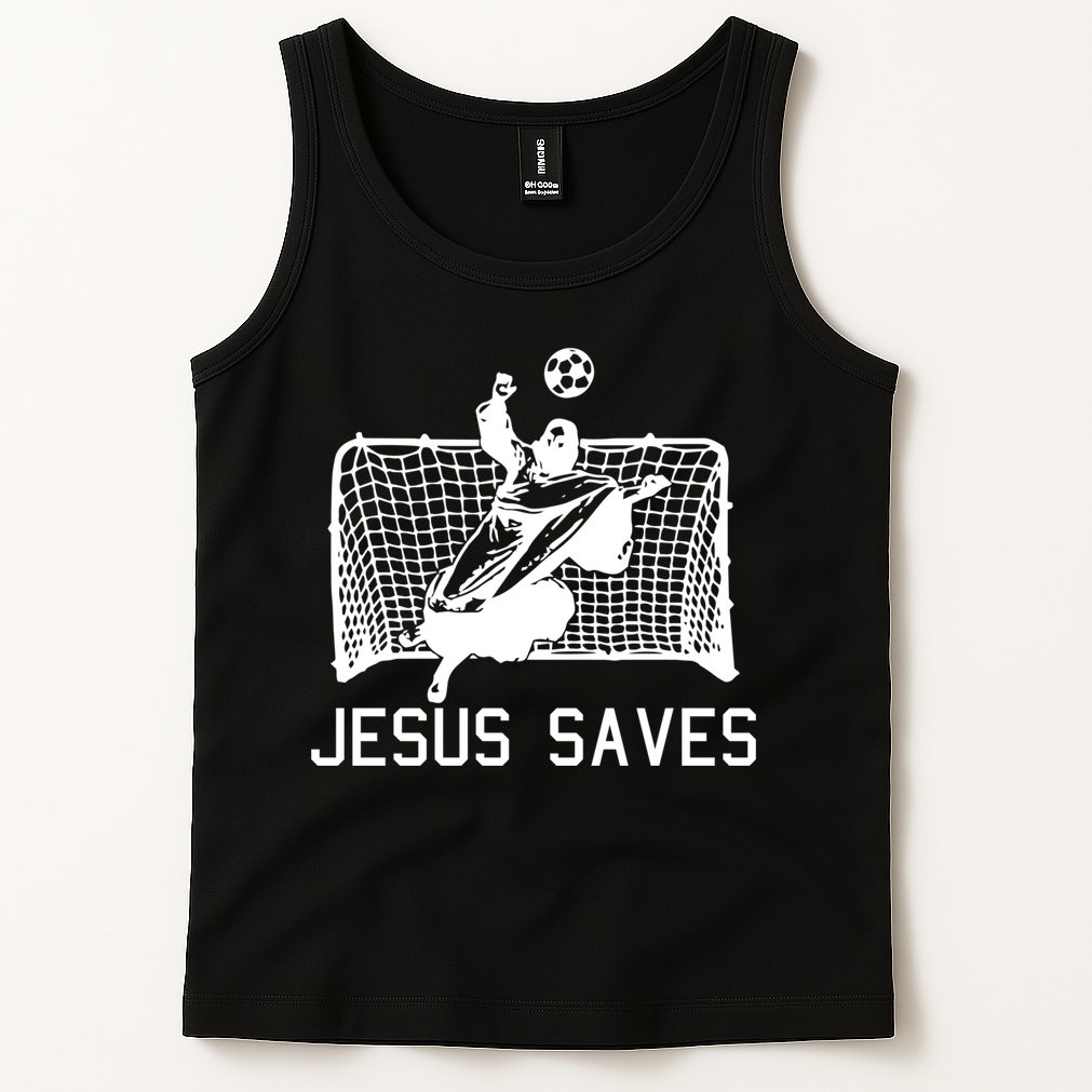 Jesus Saves Soccer Christmas Funny Football Goalie Christian Tank Top