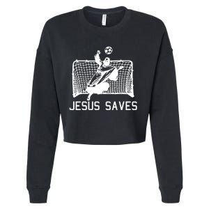 Jesus Saves Soccer Christmas Funny Football Goalie Christian Cropped Pullover Crew