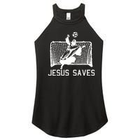 Jesus Saves Soccer Christmas Funny Football Goalie Christian Women's Perfect Tri Rocker Tank