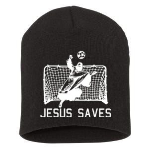 Jesus Saves Soccer Christmas Funny Football Goalie Christian Short Acrylic Beanie