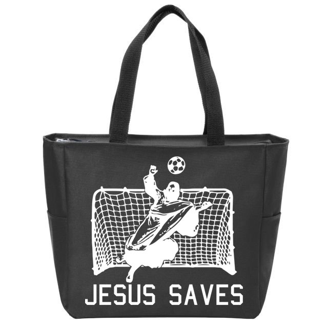 Jesus Saves Soccer Christmas Funny Football Goalie Christian Zip Tote Bag