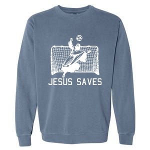 Jesus Saves Soccer Christmas Funny Football Goalie Christian Garment-Dyed Sweatshirt