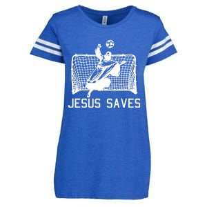 Jesus Saves Soccer Christmas Funny Football Goalie Christian Enza Ladies Jersey Football T-Shirt