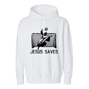 Jesus Saves Soccer Christmas Funny Football Goalie Christian Garment-Dyed Fleece Hoodie