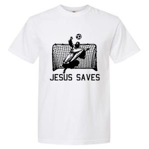 Jesus Saves Soccer Christmas Funny Football Goalie Christian Garment-Dyed Heavyweight T-Shirt