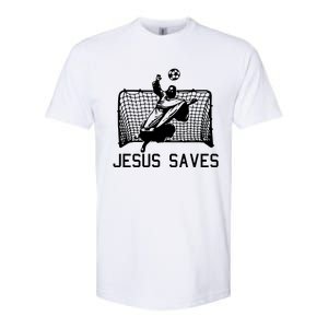 Jesus Saves Soccer Christmas Funny Football Goalie Christian Softstyle CVC T-Shirt