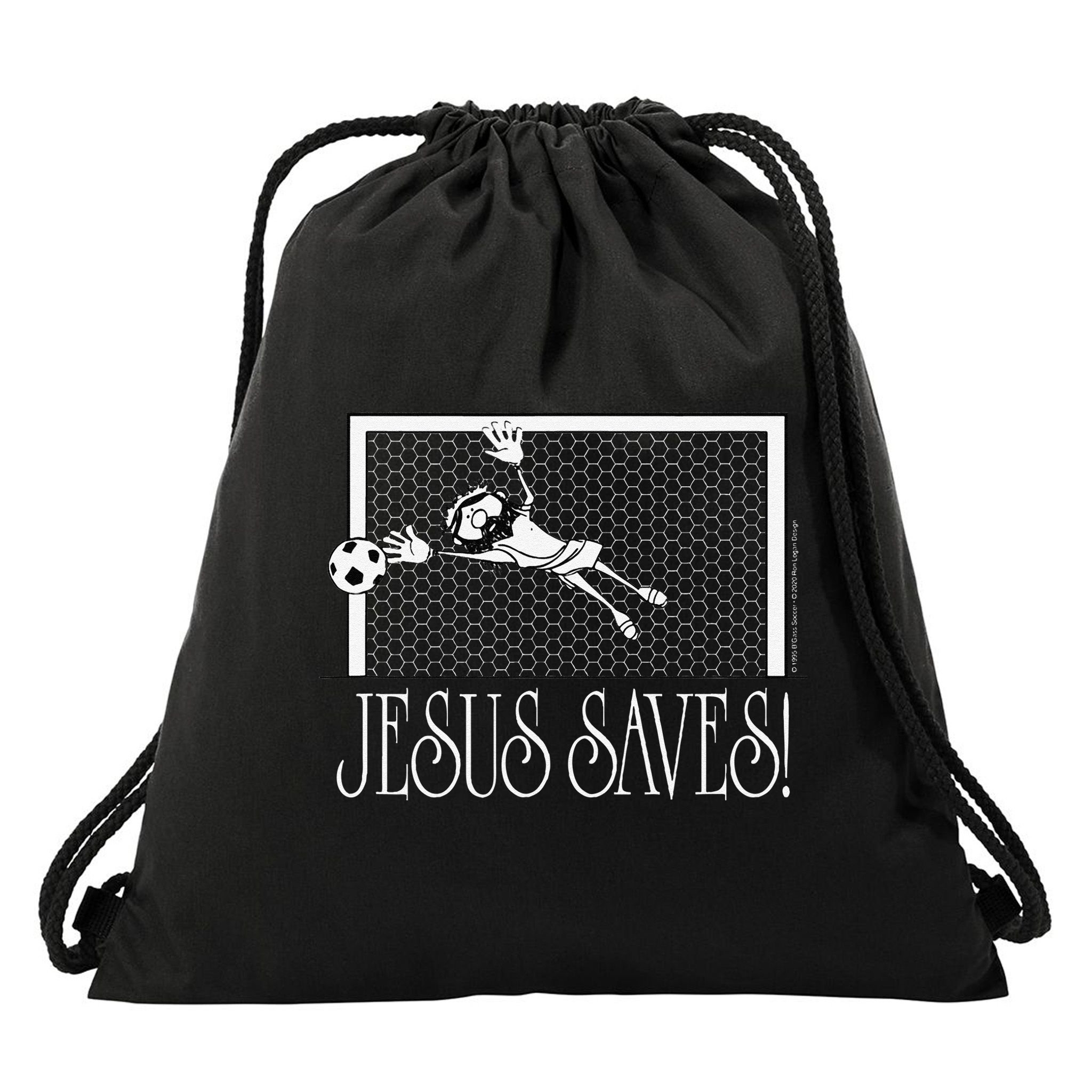 Jesus Saves Soccer Drawstring Bag