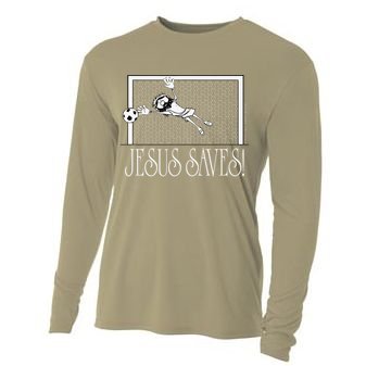 Jesus Saves Soccer Cooling Performance Long Sleeve Crew