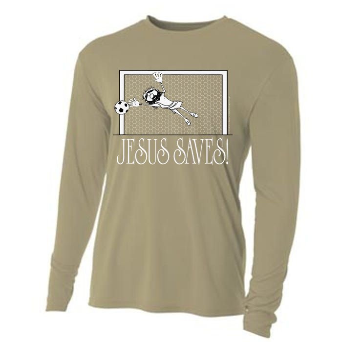 Jesus Saves Soccer Cooling Performance Long Sleeve Crew
