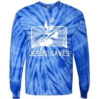 Jesus Saves Soccer Christmas Funny Football Goalie Christian Meaningful Gift Tie-Dye Long Sleeve Shirt