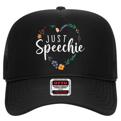 Just Speechie Speech Language Pathologist SLP Therapist Gift High Crown Mesh Back Trucker Hat