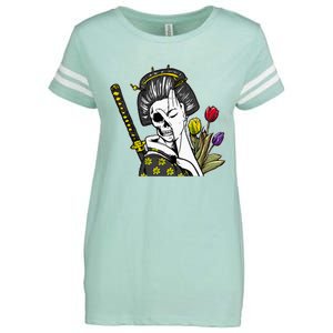 Japanese Skeleton Samurai Geisha Enza Ladies Jersey Football T-Shirt