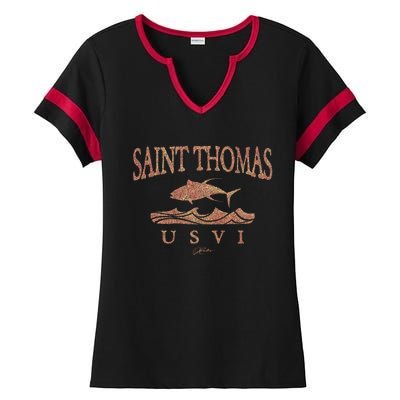 Jcombs: Saint Thomas Usvi Yellowfin Tuna Over Waves Gift Ladies Halftime Notch Neck Tee