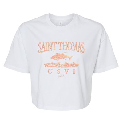 Jcombs: Saint Thomas Usvi Yellowfin Tuna Over Waves Gift Bella+Canvas Jersey Crop Tee