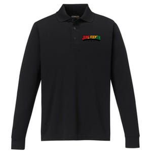 Juneteenth Sign Trendy Performance Long Sleeve Polo