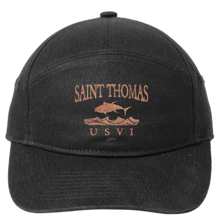 Jcombs: Saint Thomas Usvi Yellowfin Tuna Over Waves Gift 7-Panel Snapback Hat
