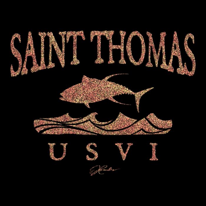 Jcombs: Saint Thomas Usvi Yellowfin Tuna Over Waves Gift 7-Panel Snapback Hat