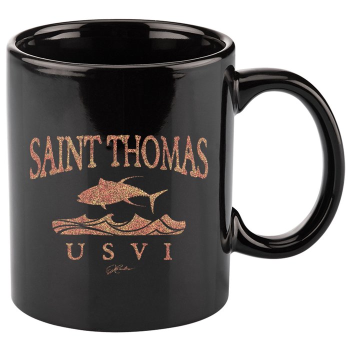 Jcombs: Saint Thomas Usvi Yellowfin Tuna Over Waves Gift 11oz C Handle Ceramic Mug
