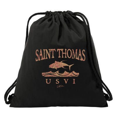 Jcombs: Saint Thomas Usvi Yellowfin Tuna Over Waves Gift Drawstring Bag