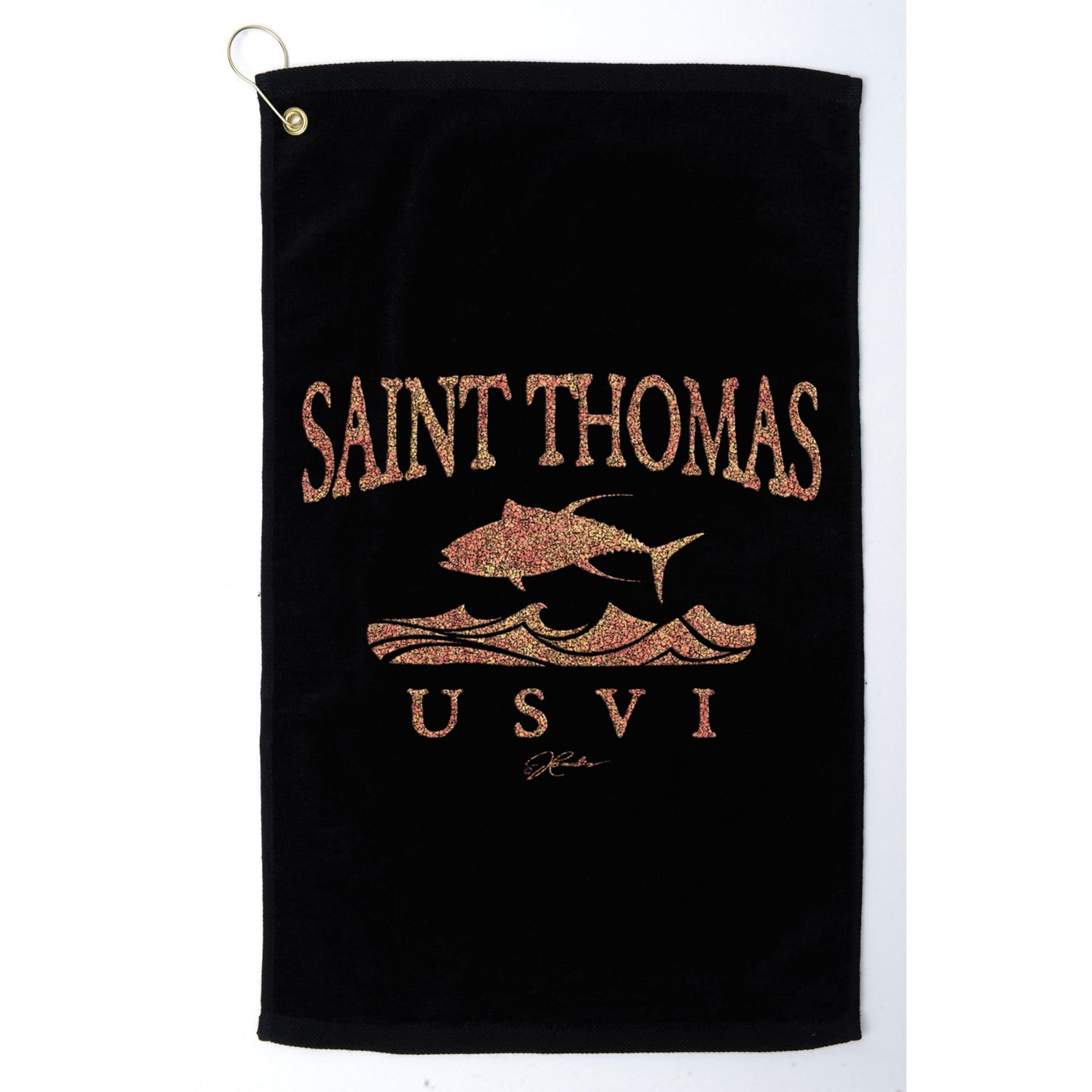 Jcombs: Saint Thomas Usvi Yellowfin Tuna Over Waves Gift Golf Towel