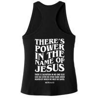 Jesus Saves Theres Power In The Name Of Jesus Acts 4:12 Front And Back Ladies PosiCharge Tri-Blend Wicking Tank