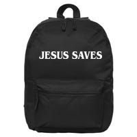 Jesus Saves Theres Power In The Name Of Jesus Acts 4:12 Front And Back 16 in Basic Backpack