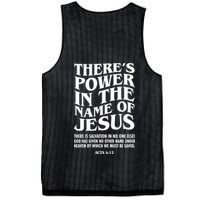 Jesus Saves Theres Power In The Name Of Jesus Acts 4:12 Front And Back Mesh Reversible Basketball Jersey Tank