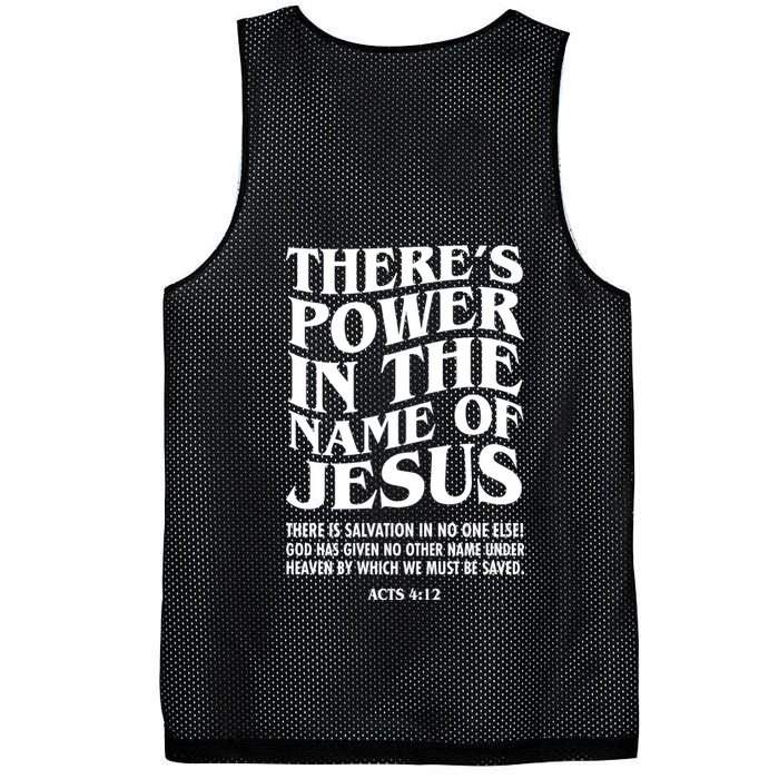 Jesus Saves Theres Power In The Name Of Jesus Acts 4:12 Front And Back Mesh Reversible Basketball Jersey Tank