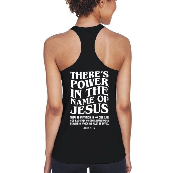 Jesus Saves Theres Power In The Name Of Jesus Acts 4:12 Front And Back Womens Tank Top