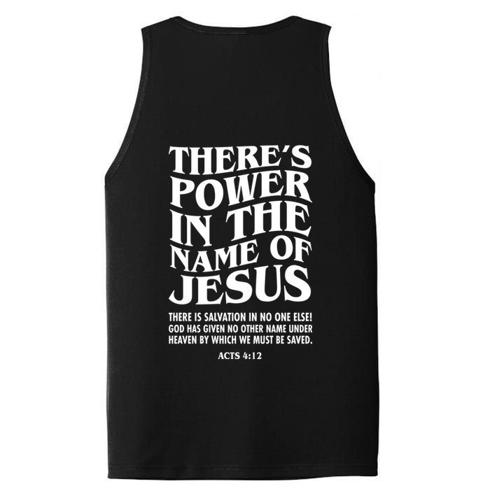 Jesus Saves Theres Power In The Name Of Jesus Acts 4:12 Front And Back PosiCharge Competitor Tank