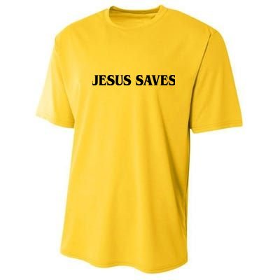 Jesus Saves Theres Power In The Name Of Jesus Acts 4:12 Front And Back Youth Performance Sprint T-Shirt