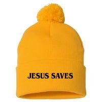 Jesus Saves Theres Power In The Name Of Jesus Acts 4:12 Front And Back Pom Pom 12in Knit Beanie