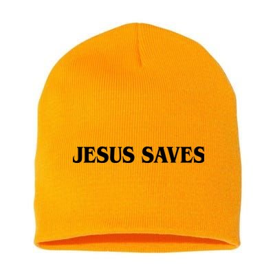 Jesus Saves Theres Power In The Name Of Jesus Acts 4:12 Front And Back Short Acrylic Beanie