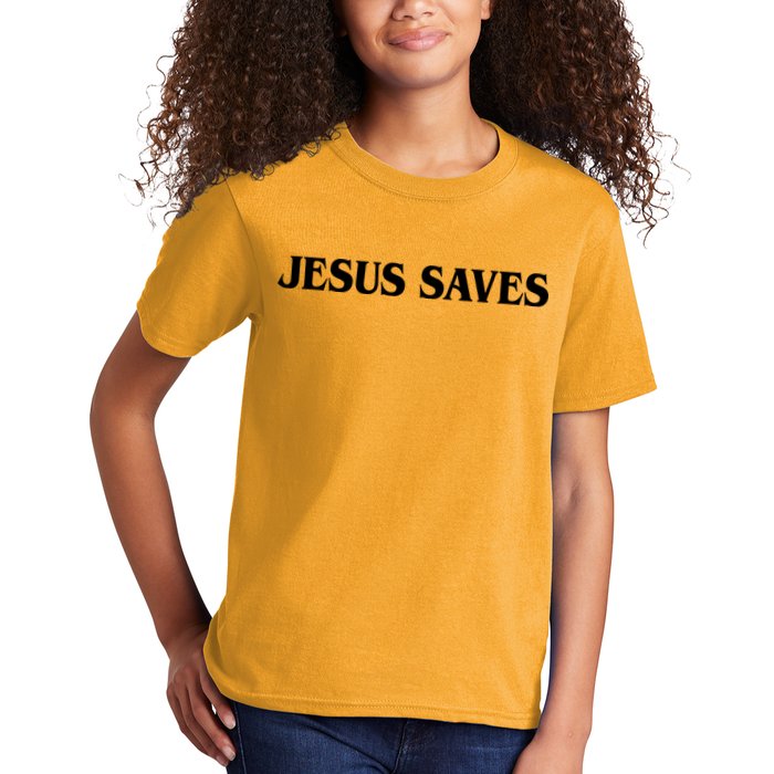 Jesus Saves Theres Power In The Name Of Jesus Acts 4:12 Front And Back Kids T-Shirt