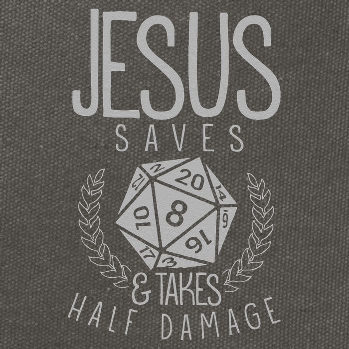Jesus Saves & Takes Half Damage Funny. Dice Cotton Canvas Backpack
