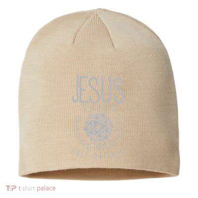 Jesus Saves & Takes Half Damage Funny. Dice Sustainable Beanie
