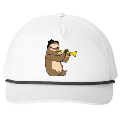 Jazz Sloth Trumpet Funny Musician Cute Animal Playing Snapback Five-Panel Rope Hat