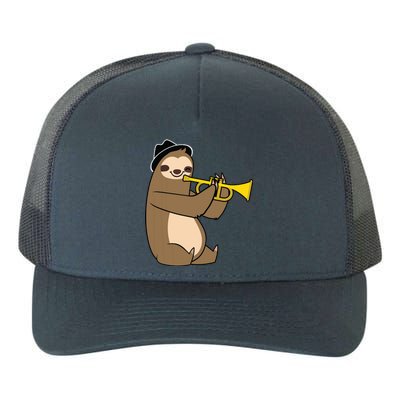 Jazz Sloth Trumpet Funny Musician Cute Animal Playing Yupoong Adult 5-Panel Trucker Hat