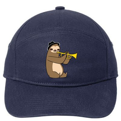 Jazz Sloth Trumpet Funny Musician Cute Animal Playing 7-Panel Snapback Hat