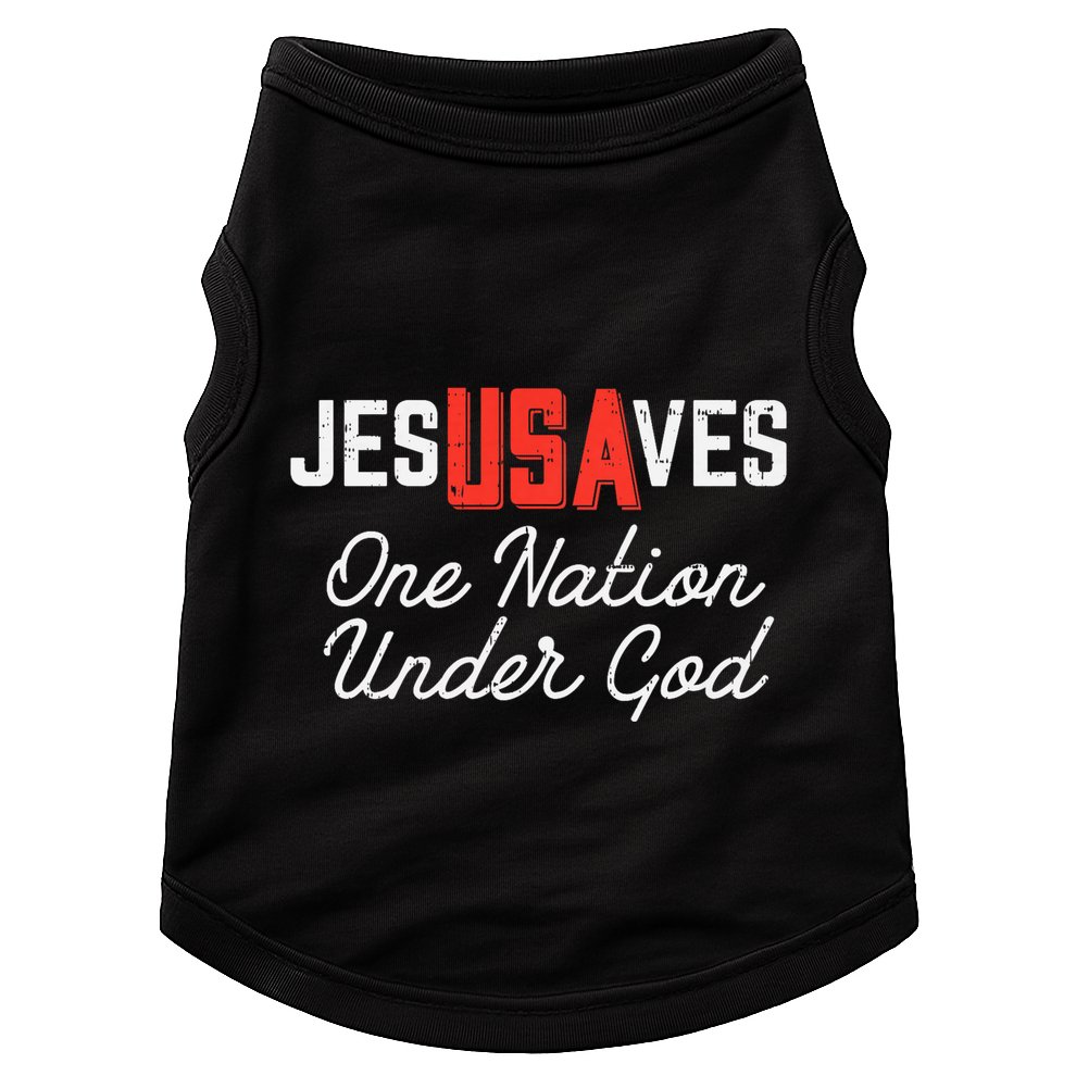 Jesus Saves Usa One Nation Under God Jesus Christian Gift Doggie Tank