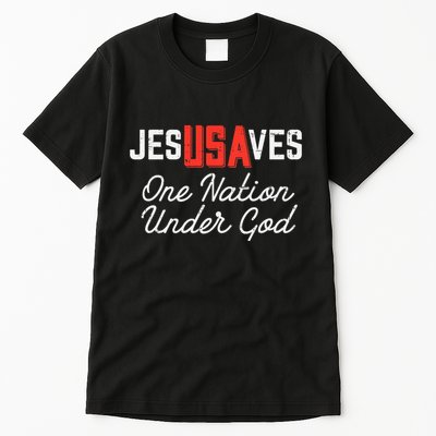 Jesus Saves Usa One Nation Under God Jesus Christian Gift Tall T-Shirt