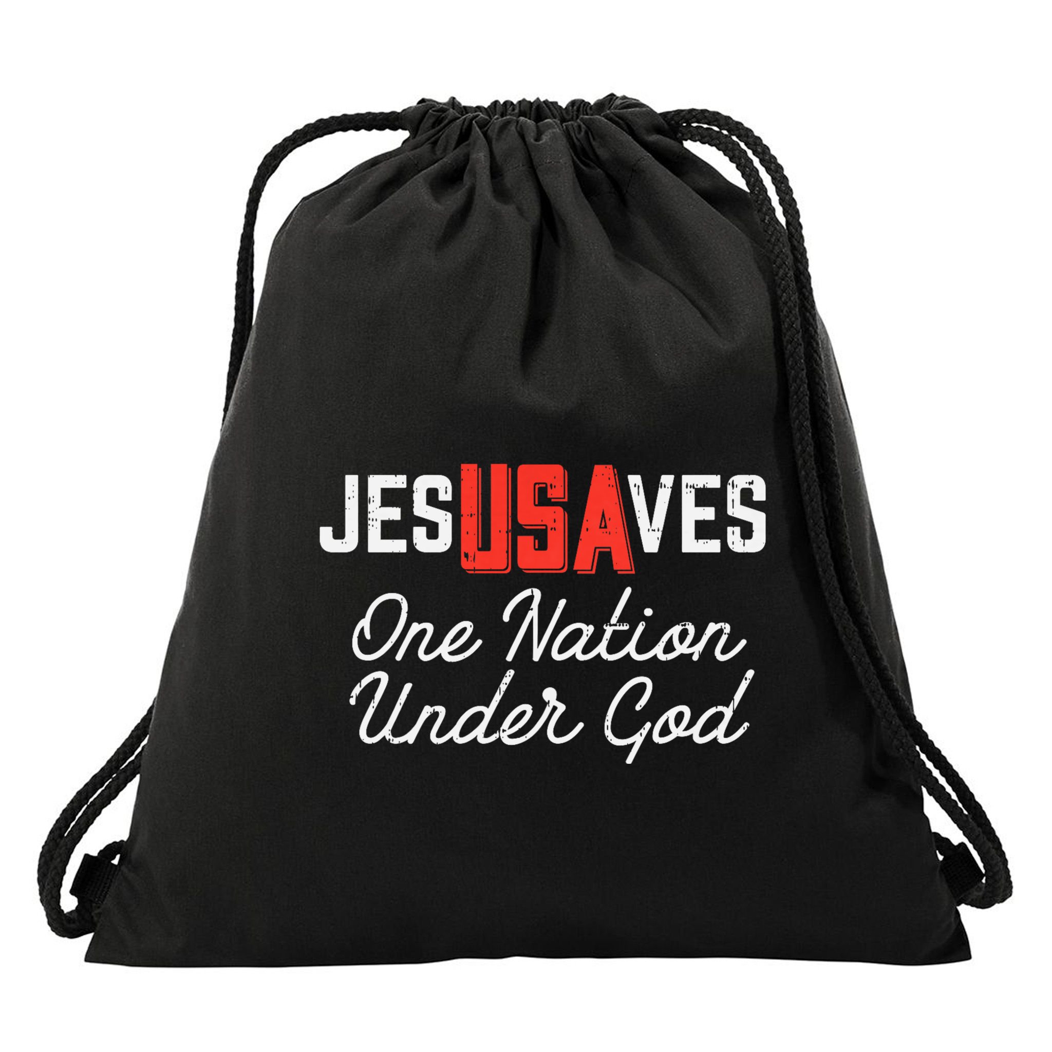 Jesus Saves Usa One Nation Under God Jesus Christian Gift Drawstring Bag