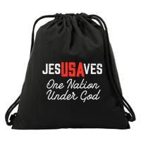 Jesus Saves Usa One Nation Under God Jesus Christian Gift Drawstring Bag