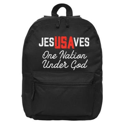 Jesus Saves Usa One Nation Under God Jesus Christian Gift 16 in Basic Backpack