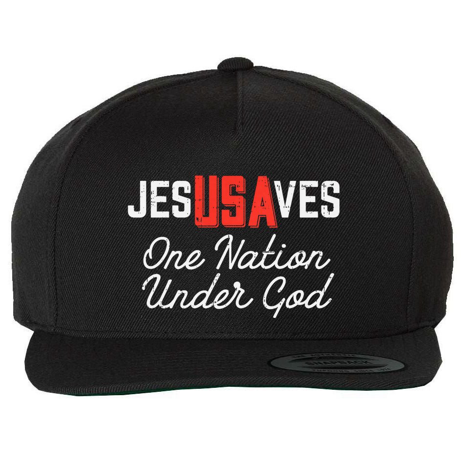 Jesus Saves Usa One Nation Under God Jesus Christian Gift Wool Snapback Cap